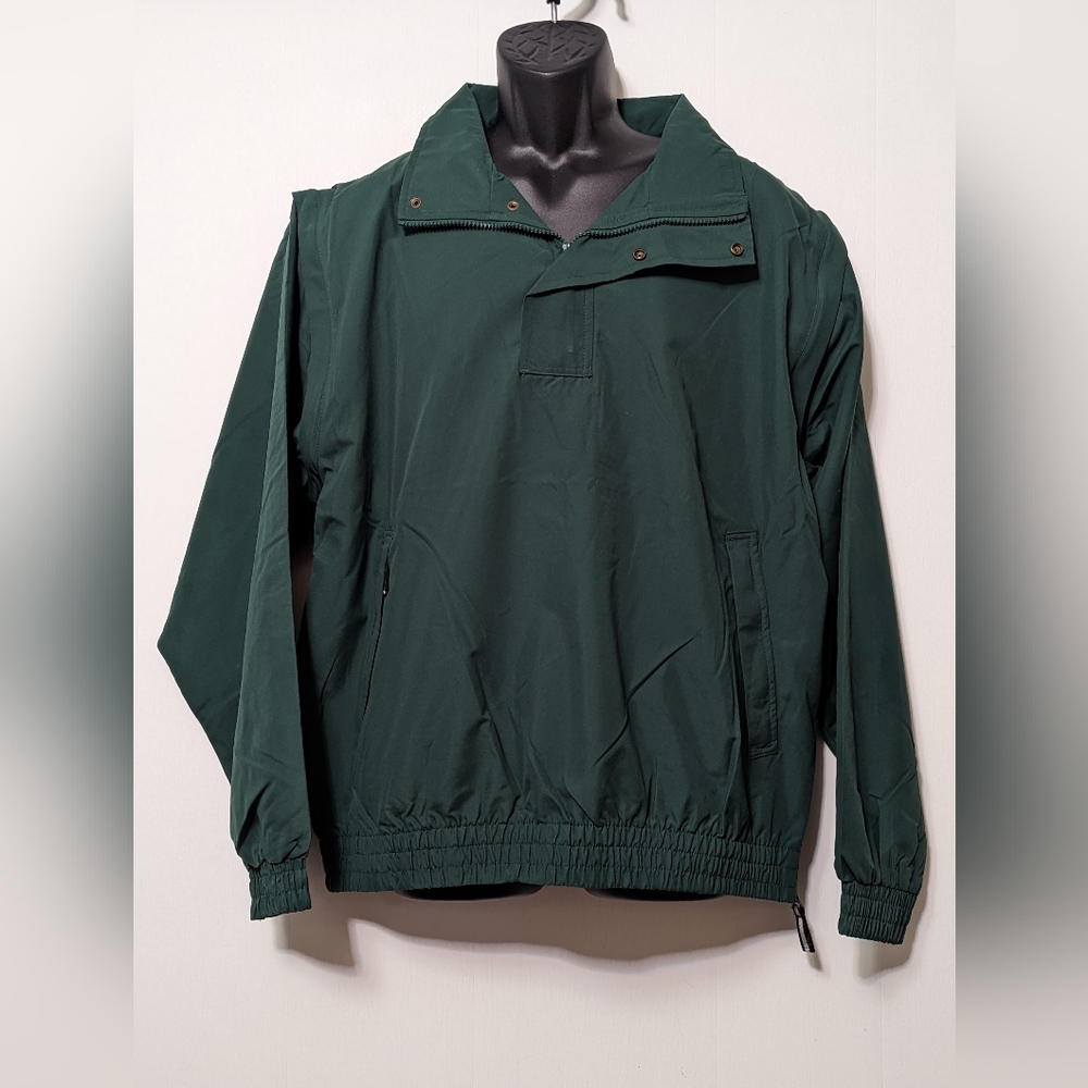 NWT Men's Tres Bien Quarter Zip Pull Over Polyester Jacket Dark Green Si…
